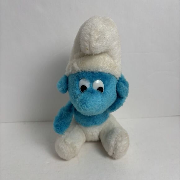 VTG 1980 Peyo 8" Blue Smurf Bean Bag Plush Stuffed Animal Original Wallace Berri - Picture 1 of 6